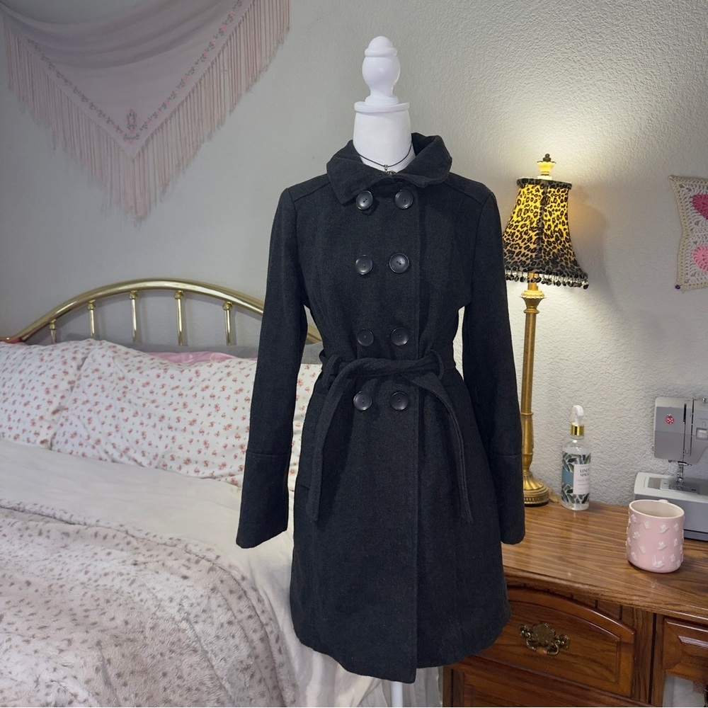 Y2K Women's Grey Peacoat Coat